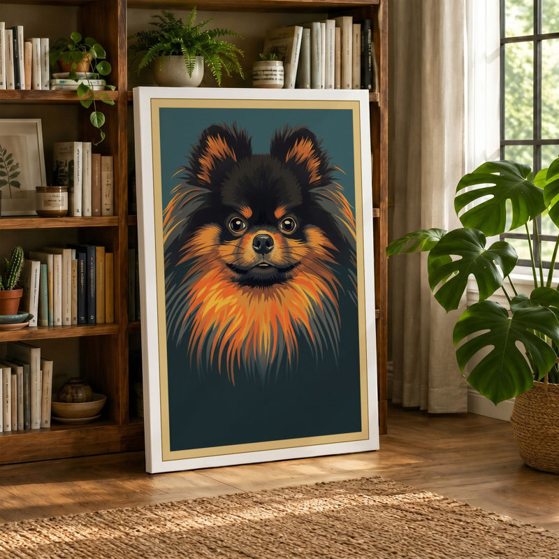 Pomeranian Portrait Modern - Wrapped Canvas, 24x16 - 61.0 x 40.6 cm, Sage Border