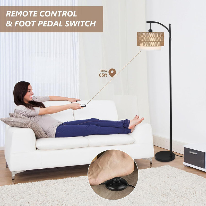 Lampe sur pied arquée et arquée noire 72,8 po Hayler