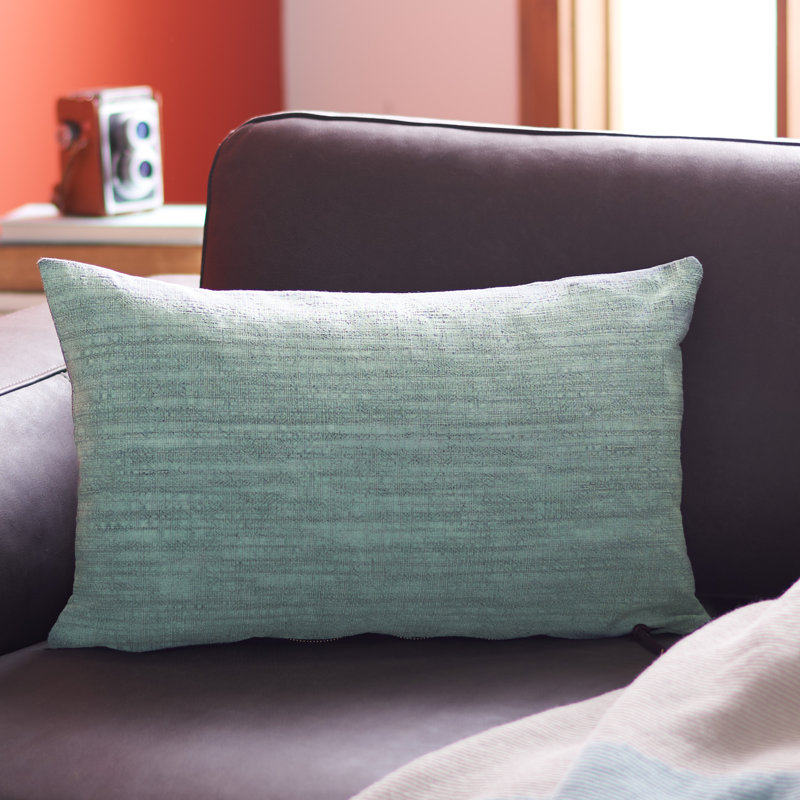 Teal Blue Green Rectangular Cotton Throw Pillow