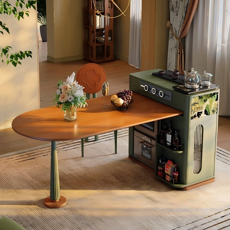 Table de cuisine/salle à manger extensible intégrée en frêne massif de 71,46 pouces pour usage domestique
