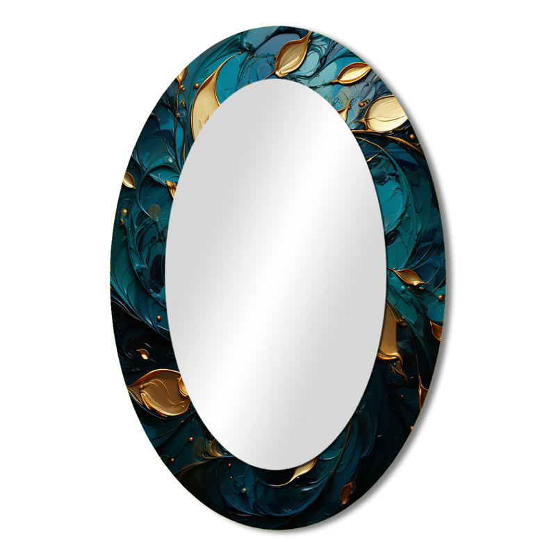 Mandala mystique turquoise - miroir mural moderne ovale, 36 po x 24 po