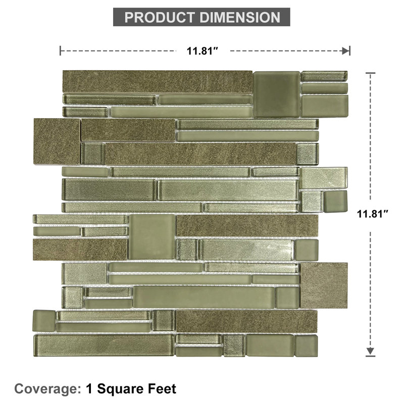 Golz 12" x 12" Versailles Mosaic Tile, Green