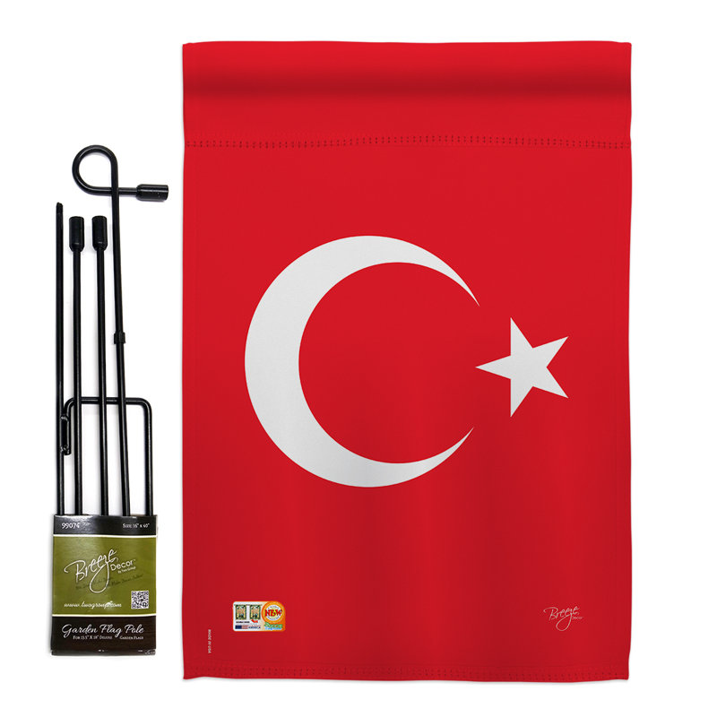 Ensemble drapeau 1 pi 7 po x 1 pi 1 po turquie à 2 côtés