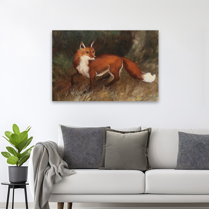 Animaux et renard brun, H 32 po x l 48 po