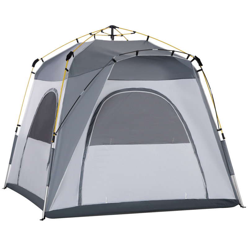 Gray Three Season 4 Person Camping Tent with Carry Bag