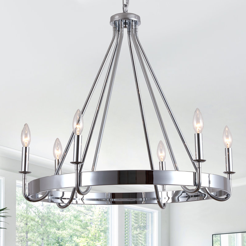 Lustre en forme de bougie 28 pouces en forme de bougie 28 lumières chromées, luminaire suspendu réglable