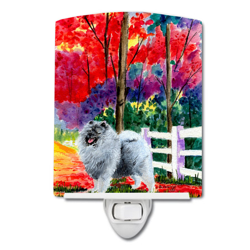 Éclairage de nuit en céramique keeshond