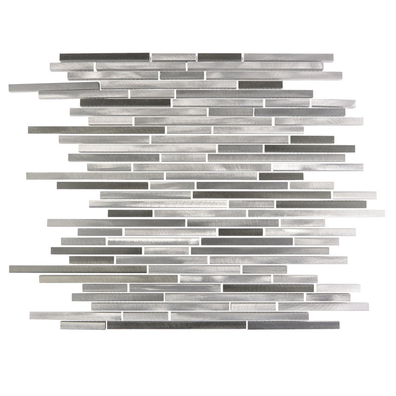 City Lights 12 in. x 12 in. Aluminum Metal Straight Edge Thin Linear Decorative Kitchen & Bathroom Wall Tile