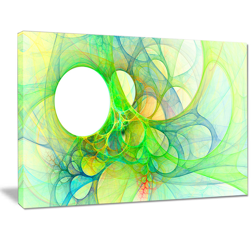 Fractal Angel Wings in Green - impression sur toile tendue, H 16 po x l 32 po x P 1 po