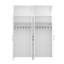 Armoire de rangement blanche de 63 po de largeur avec 4 portes et chariots à roulettes