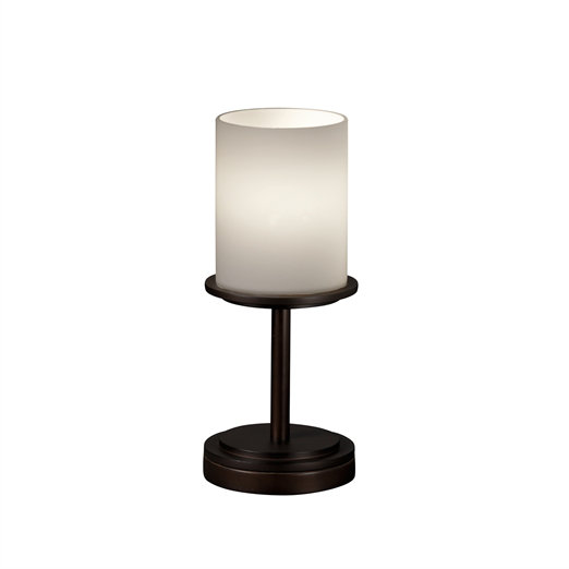 Cylindre 12" lampe de table Salinas, Nickel brossé, Opale