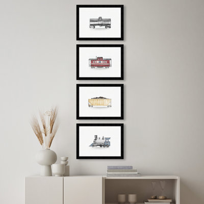 " Transportation Train Set " 4 - Pieces Painting Print
