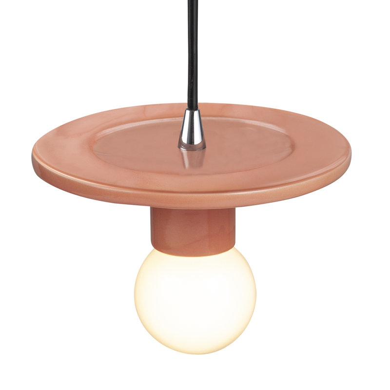 Luminaire suspendu à 1 lumière Leni, Rosé brillant, Chrome poli