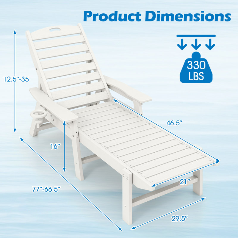 Ensemble de 2 chaises longues d'extérieur en PEHD avec dossier à 4 positions