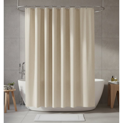 Linen Fabric Shower Curtain Heavy Duty, Waterproof