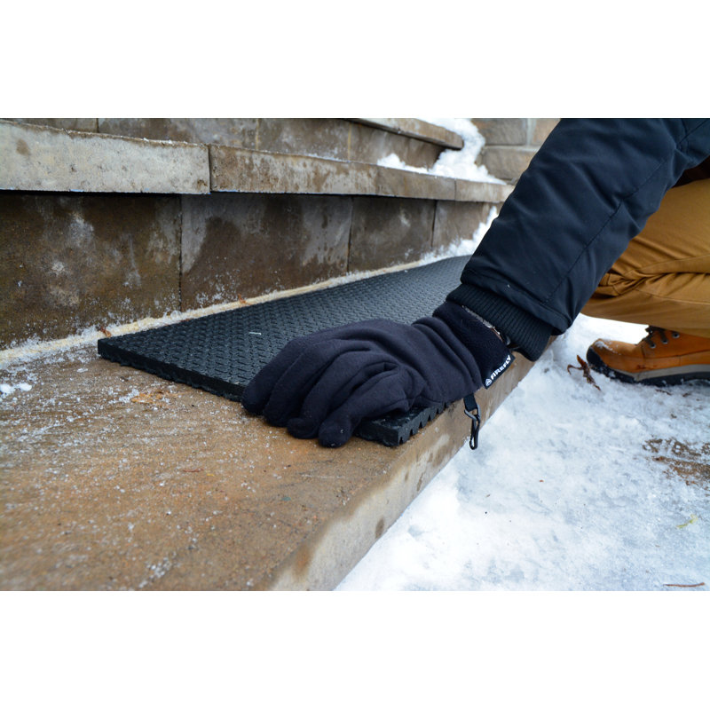 Tapis d'escalier en caoutchouc recyclé noir, Rectangle 12 po x 48 po