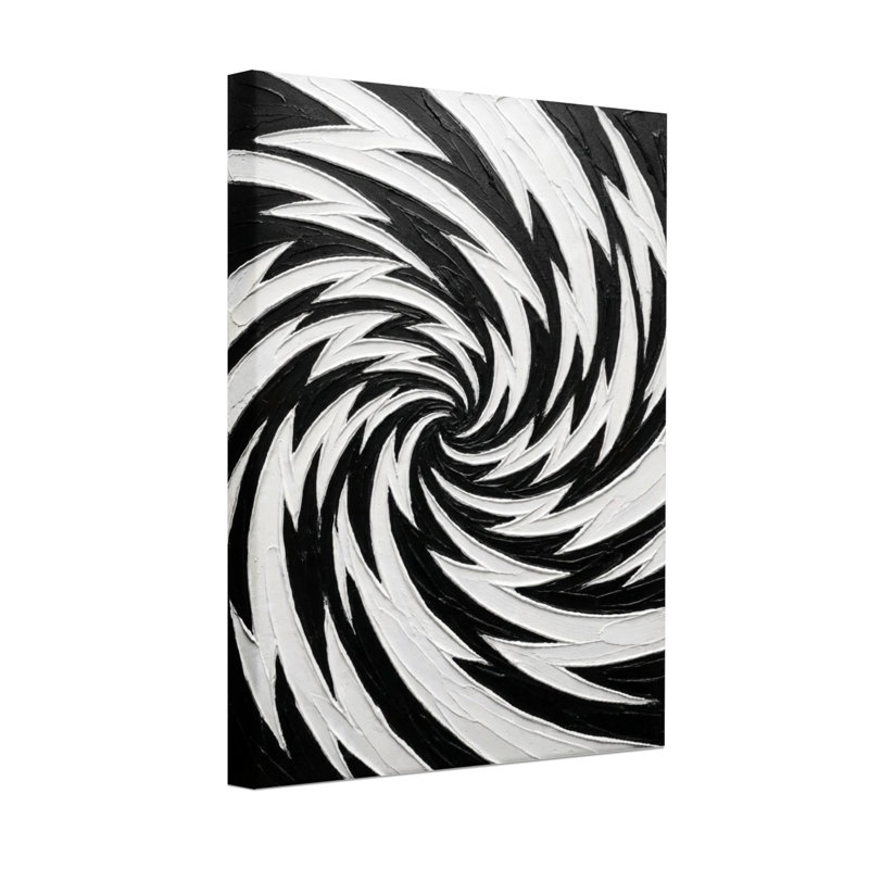 Abstract Black And White Spiral Pattern Print