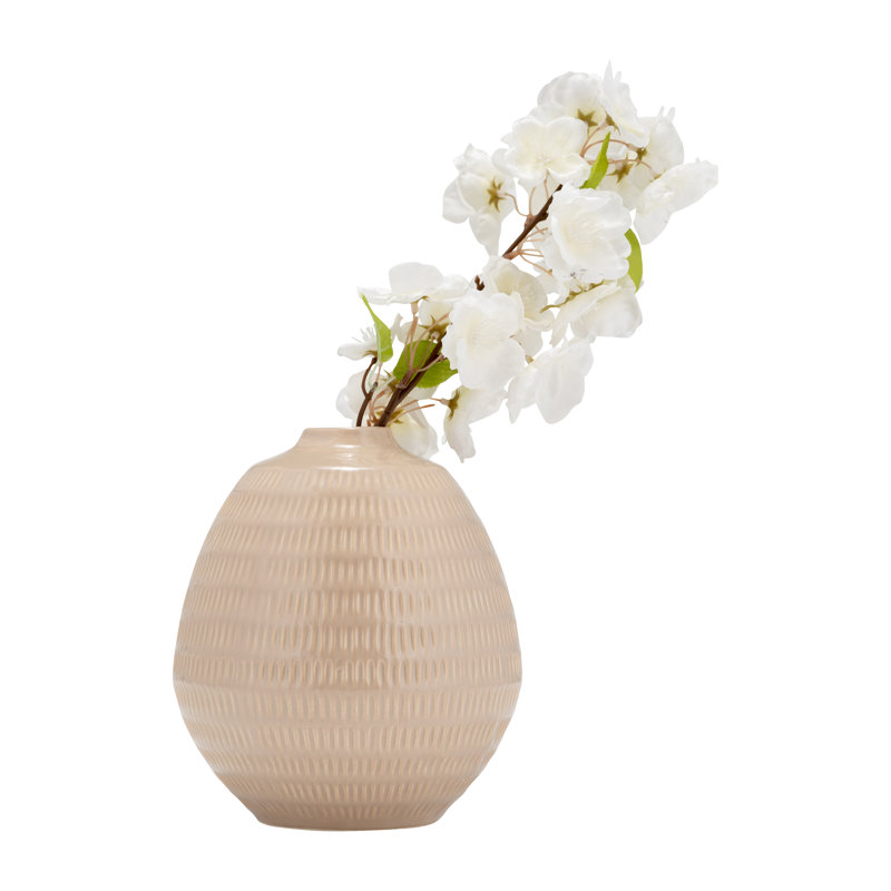 Vase de table en céramique Evelia, H 7 po x l 7 po x P 7 po, Crème irlandaise