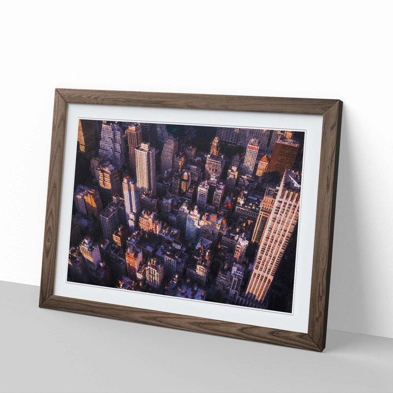 Above New York City - Framed Print, 24cm H x 33cm W x 2cm D, Walnut Framed