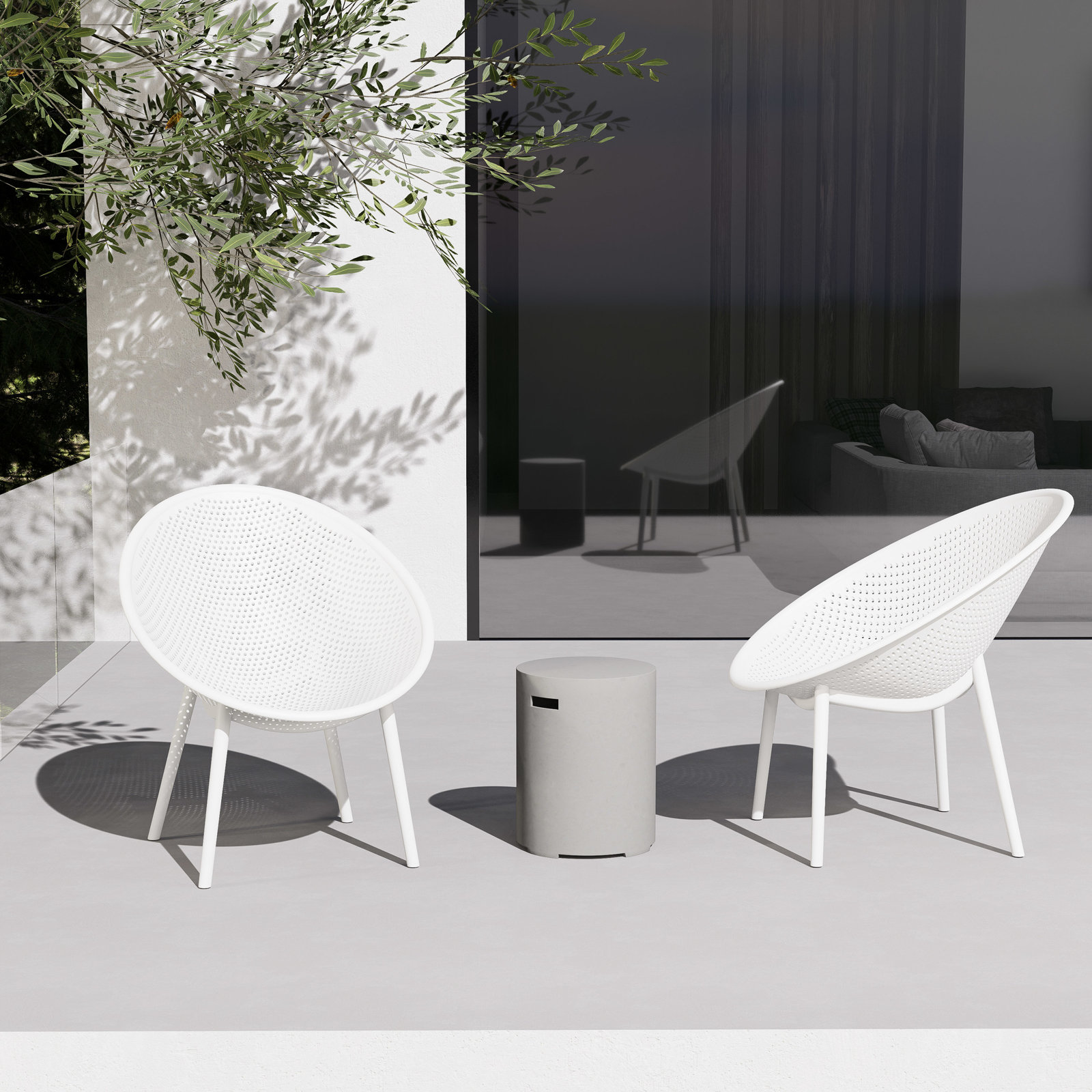 Norna Patio Lounge Chair, White