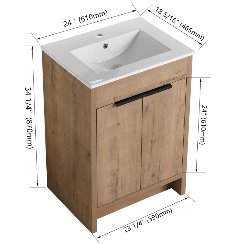 24'' Single Bathroom Vanity with Ceramic Top