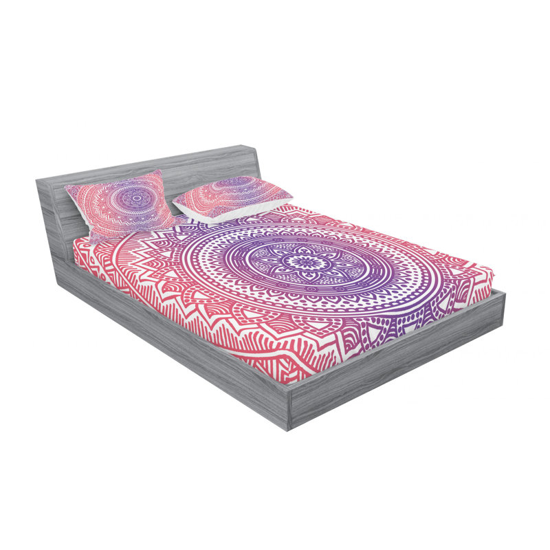 Microfiber Sheet Set, Queen Sheet Set with 2 Pillowcases, Damask 2