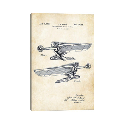 Packard Super 8 Hood Ornament by Patent77 - Wrapped Canvas Drawing Print
