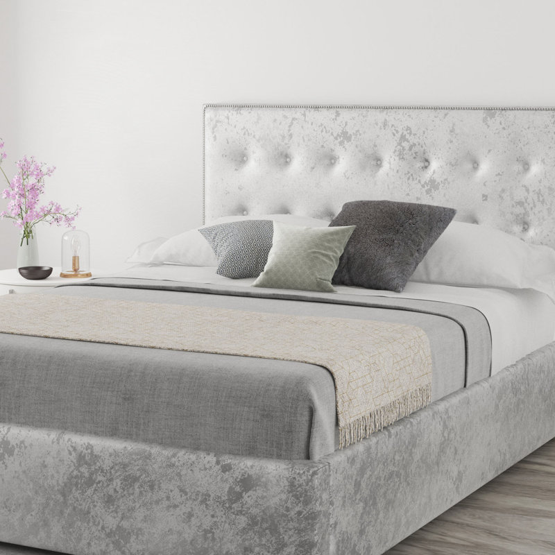 Wem Upholstered Headboard, Double (4'6), Velvet Silver