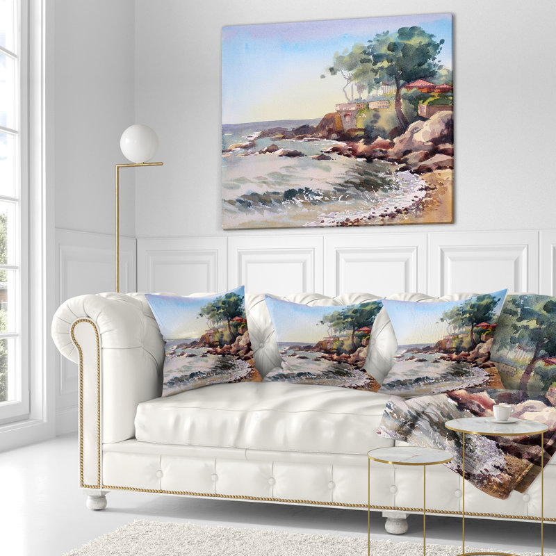 Coussin Schafer Landscape Cote d Azur France, 18 po x 18 po, Coussin décoratif