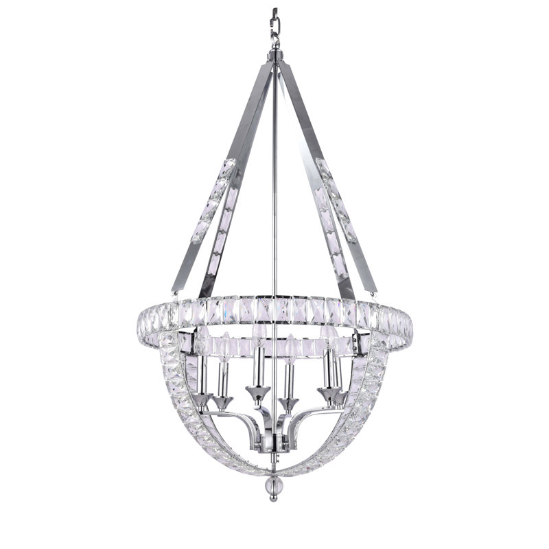 Paula 6-Light Chandelier With Clear Crystal Accents, Chrome, No