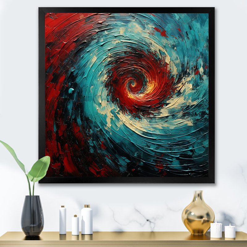 Art mural sur toile Cordario - Abstract Spirals_106171, H 30 po x l 30 po x P 1 po, Impression noire sur toile encadrée