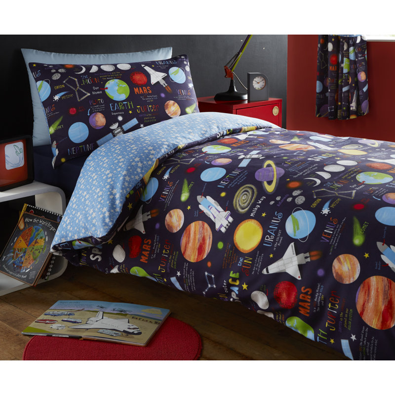 Planets, Stars & Space Reversible Duvet Set, Double Duvet Cover + 2 Standard Pillowcases