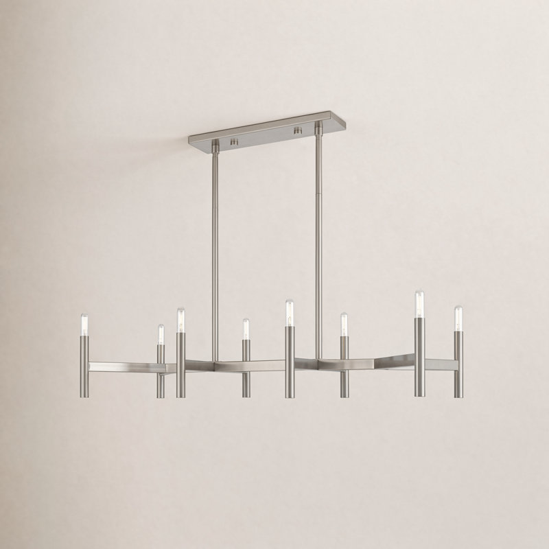 Martella 8 - Light Steel Dimmable Kitchen Island Geometric Chandelier, Brushed Nickel