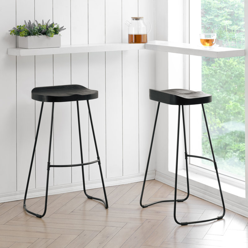 Racette Counter Stool with Metal Frame, Bar Stool (30" Seat Height), Black