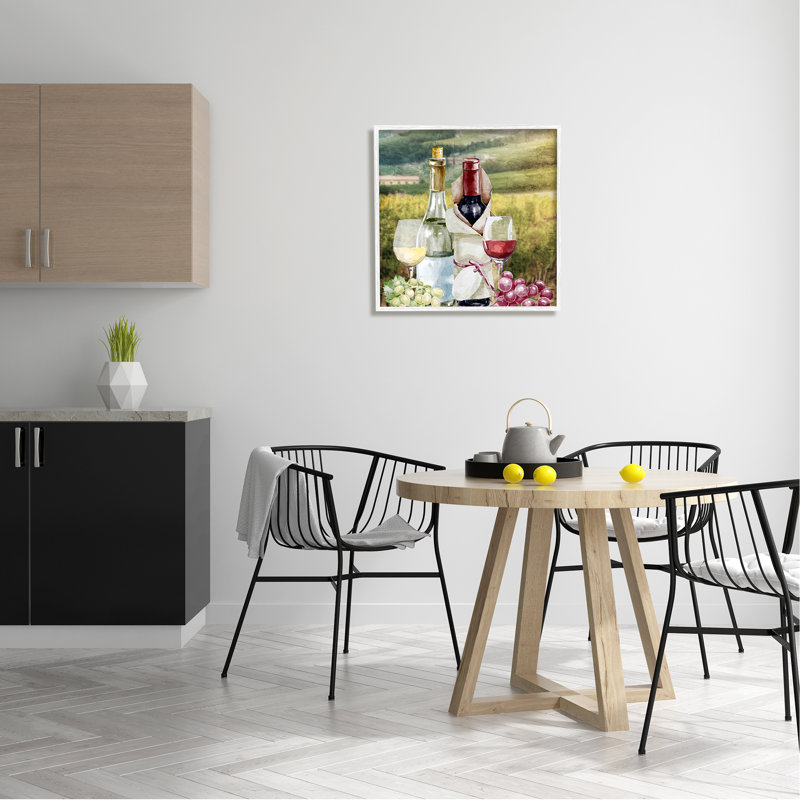 Dégustation de vin, art giclée par Kim Allen, Estampe numérique encadrée blanc bord de mer, H 24 po x l 24 po x P 1,5 po