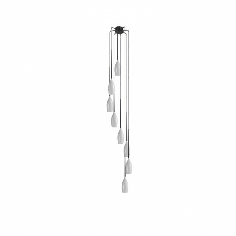 Izza 8 - Light Black Cluster Pendant, Shiny White
