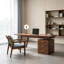 Bureau rectangulaire en bois massif brun noyer