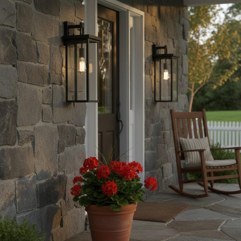 19.7 in. 1-Light Black Outdoor Wall Sconce for Porch, Garage or Entry Lighting（2-Pack）
