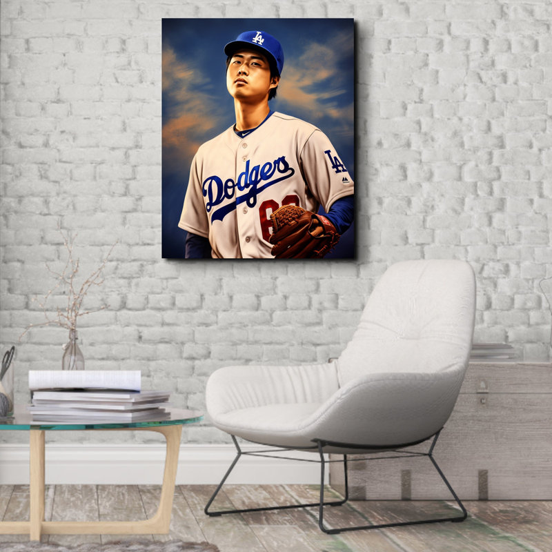 "Shohei Ohtani 8" sur toile, H 18 po x l 15 po