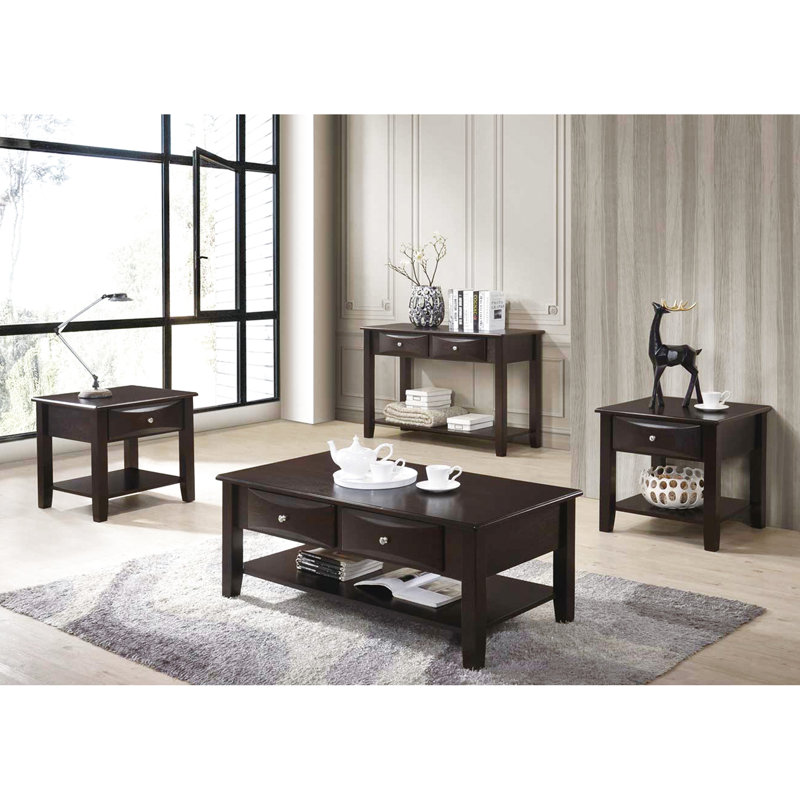 Table de bout rectangulaire brune avec tiroir et tablette à des fins décoratives dans Home Decor Revolution
