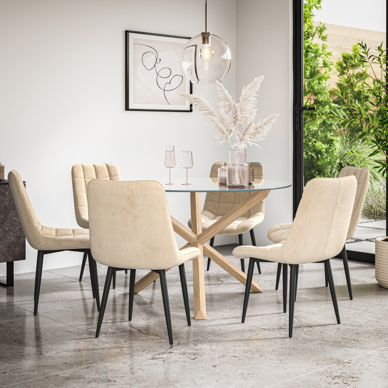 Darcus 6 - Person Dining Set, Oak/Beige