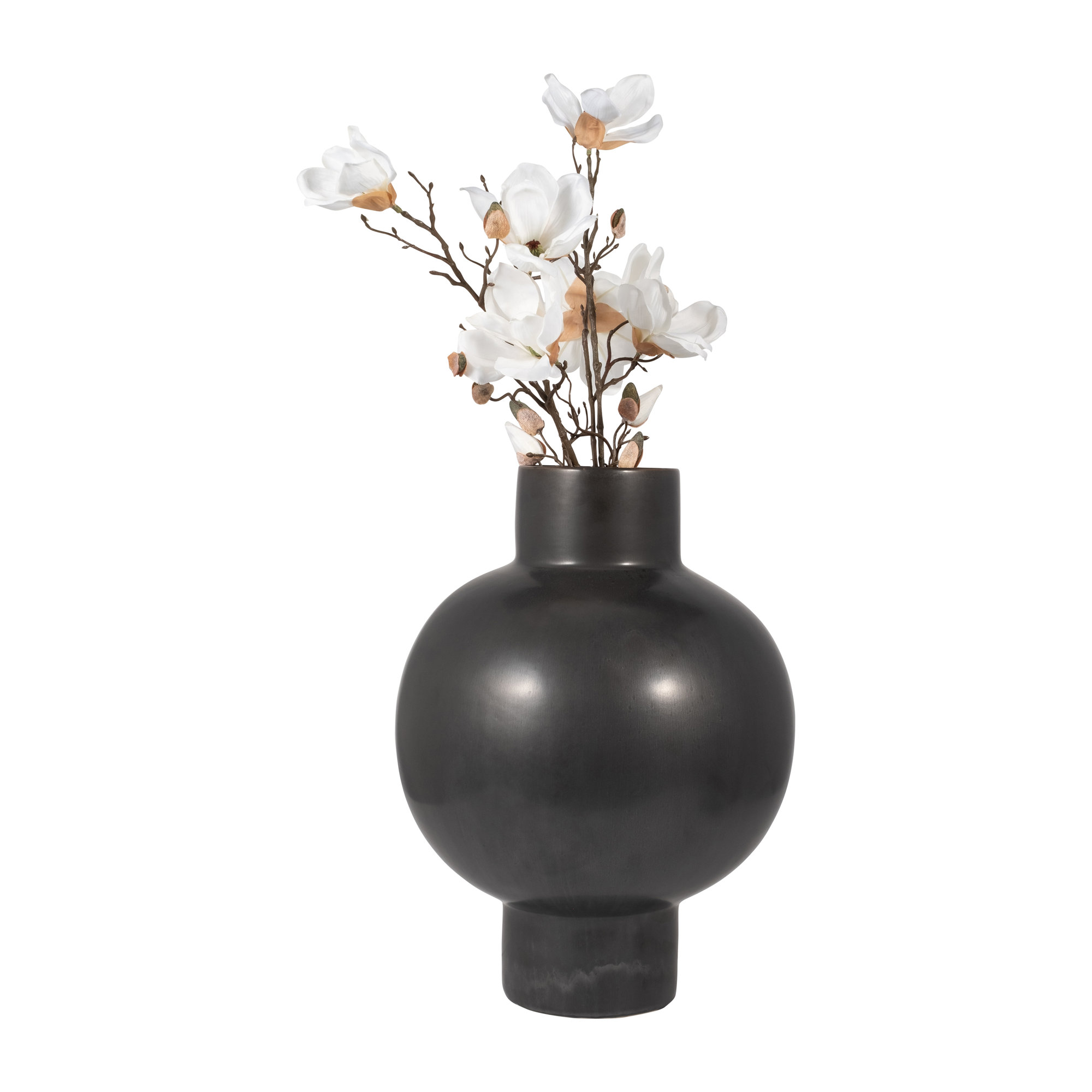 Neutral Round Modern Ceramic Bubble Vase, Gray, 18" H x 14" W x 14" D
