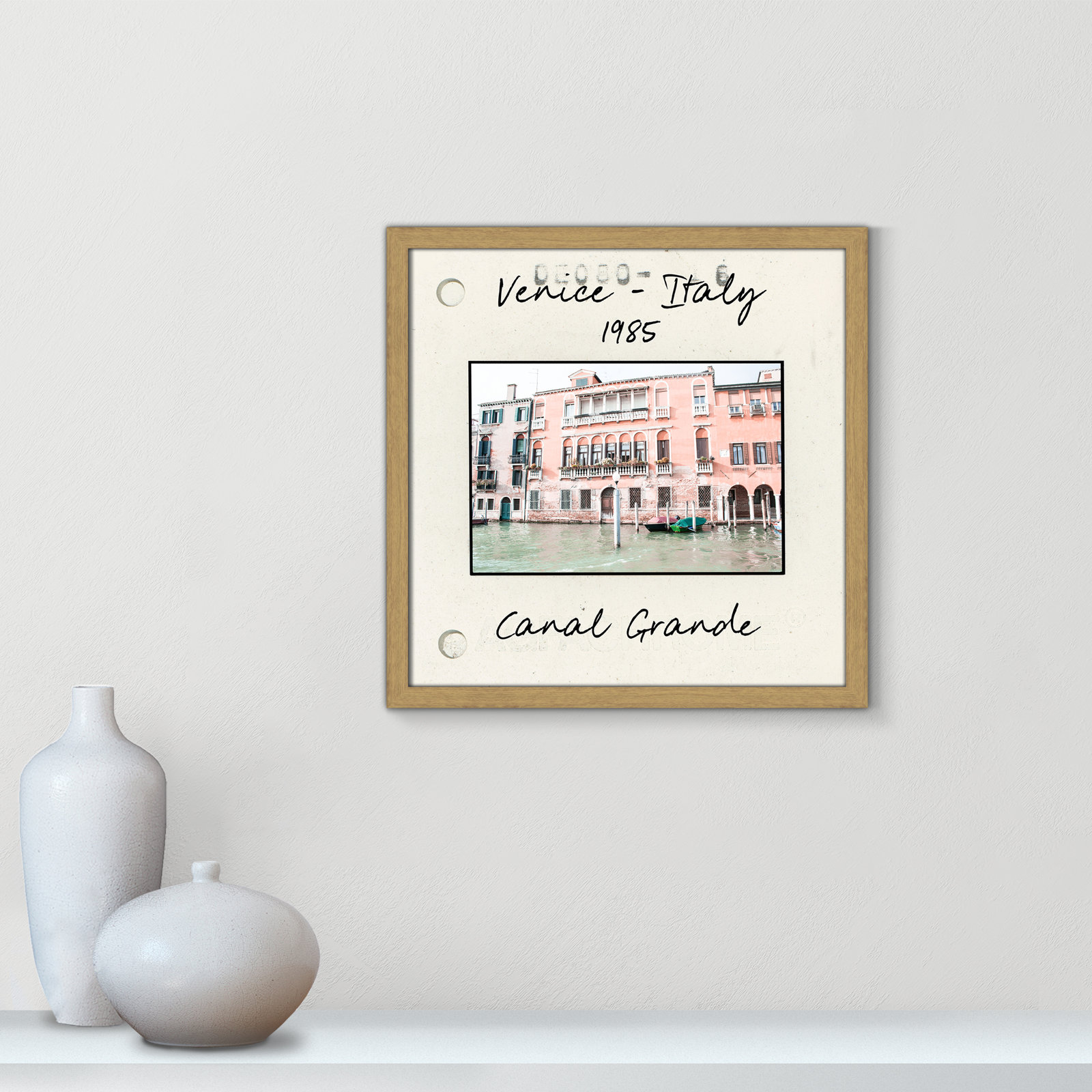 Ritona "Venice, Italy - Grand Canal" Print, Natural Single Picture Framed Paper, 17" H x 17" W x 0.75" D