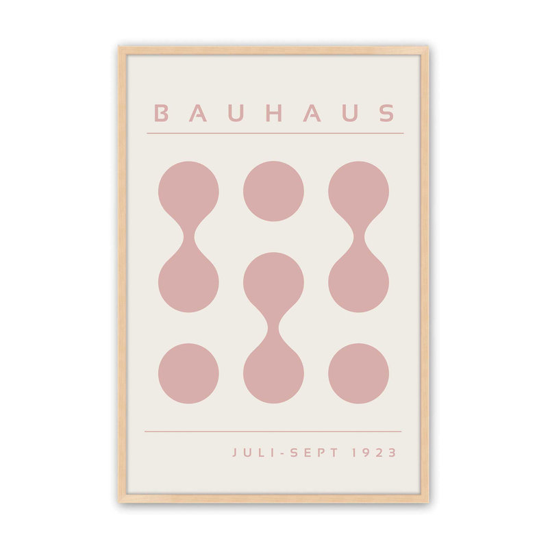 «Pink Bauhaus Flow», impression, Reproduction encadrée sans passe-partout, H 11 po x l 9 po x P 1,25 po, Érable brut