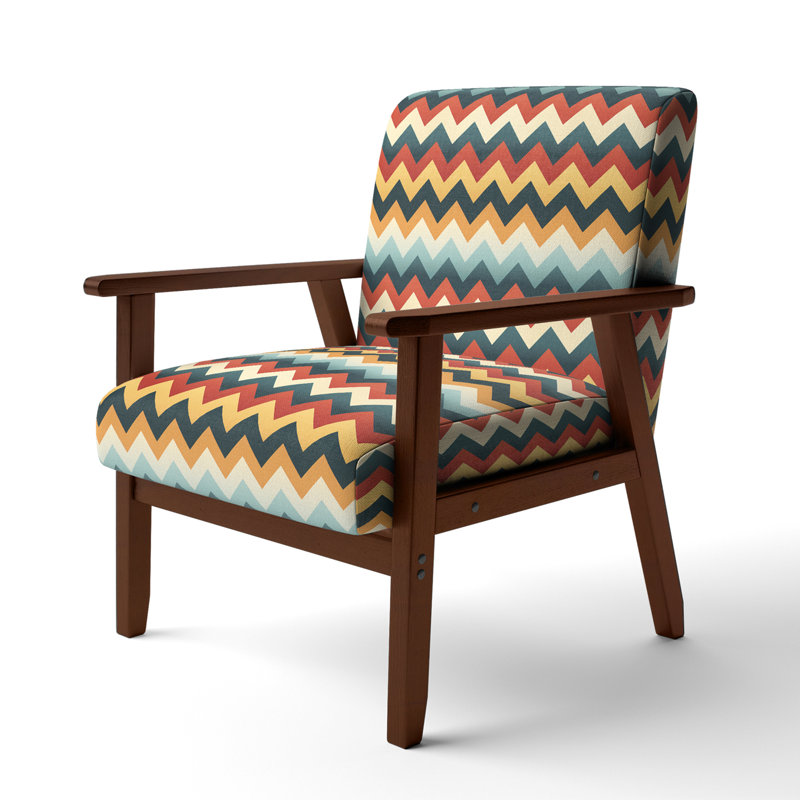 Cantina 23'' Wide Armchair, Multicolor Polyester, Brown Square Arms