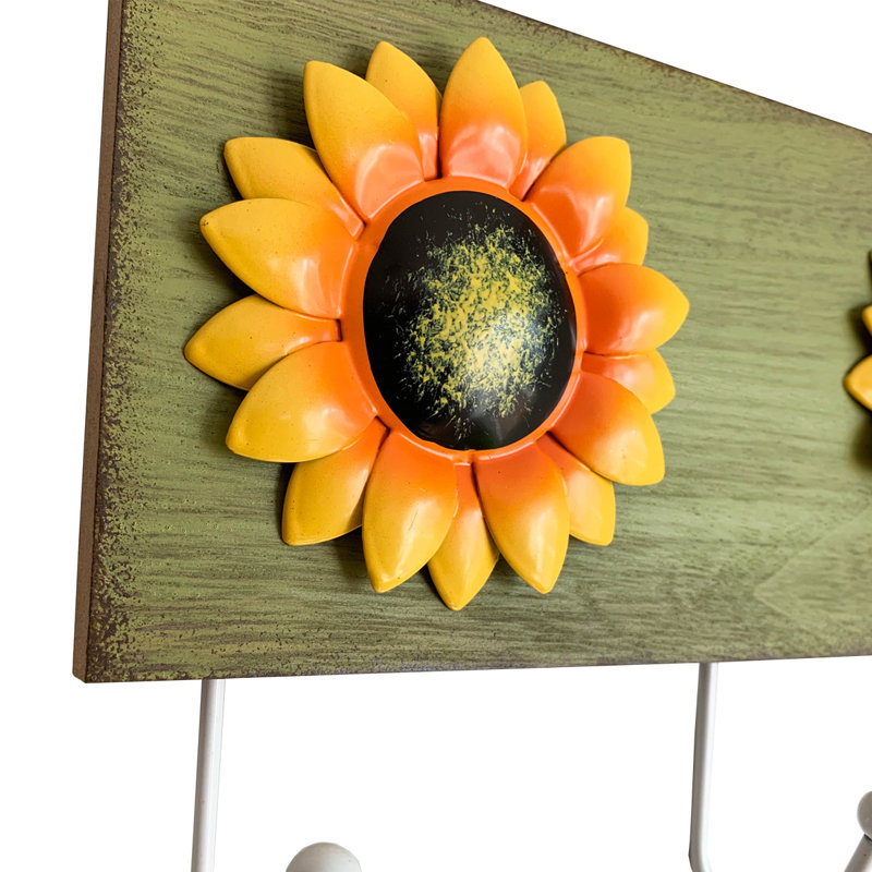 Organisateur de tournesol mural avec crochets pour clés, Vert