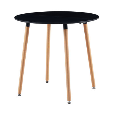 Nero Round Solid Wood Base Dining Table