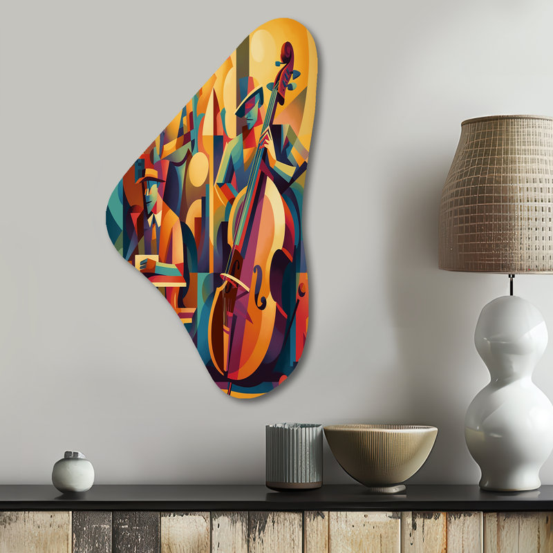 «Jazz Band Performance I - Asymmetric Music Jazz Art», reproduction de sculpture murale en métal de forme unique