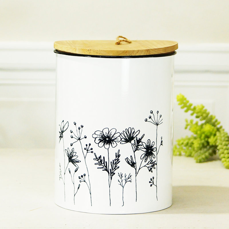 Pot de fleurs en métal blanc avec couvercle 10,5 po