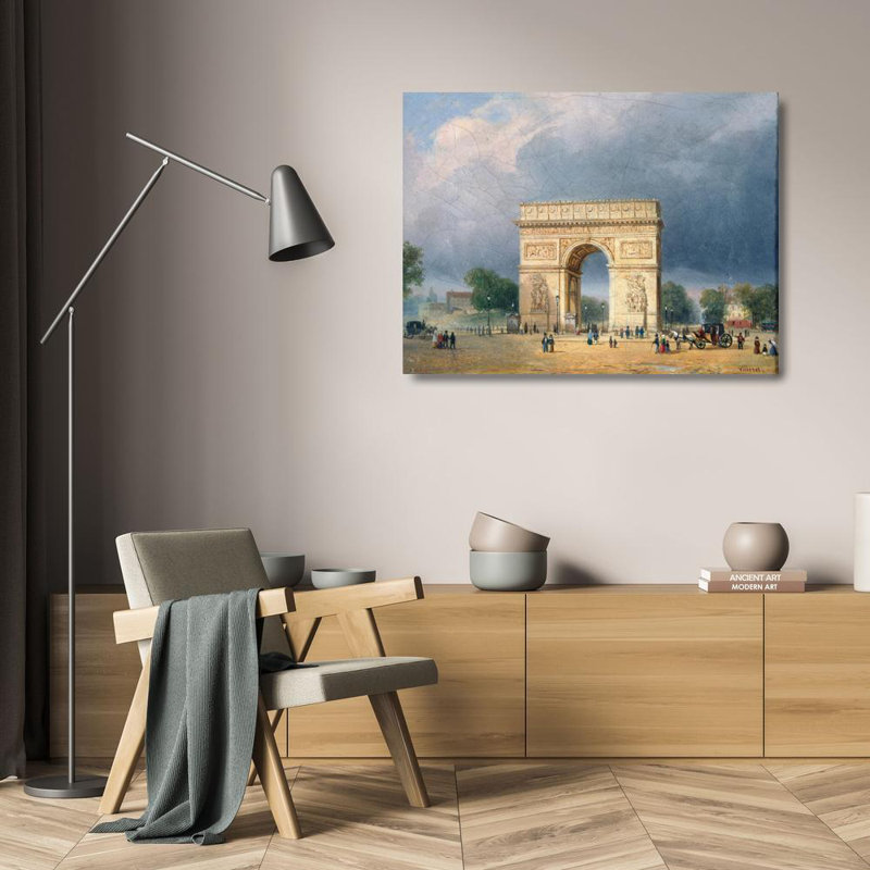 «The Arc De Triomphe De L’Étoile» par François Étienne Villeret - Toile tendue avec châssis, H 24 po x l 17 po
